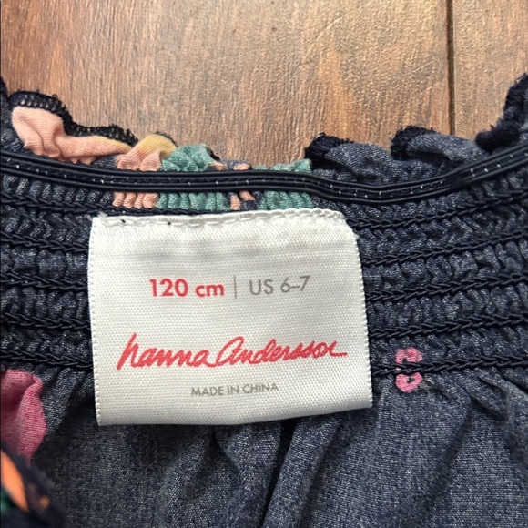 Hanna Andersson Navy Floral Kids Blouse, Size 6/7 - Picture 10 of 12